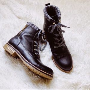 Combat Boot with Sweater Knit Detailing